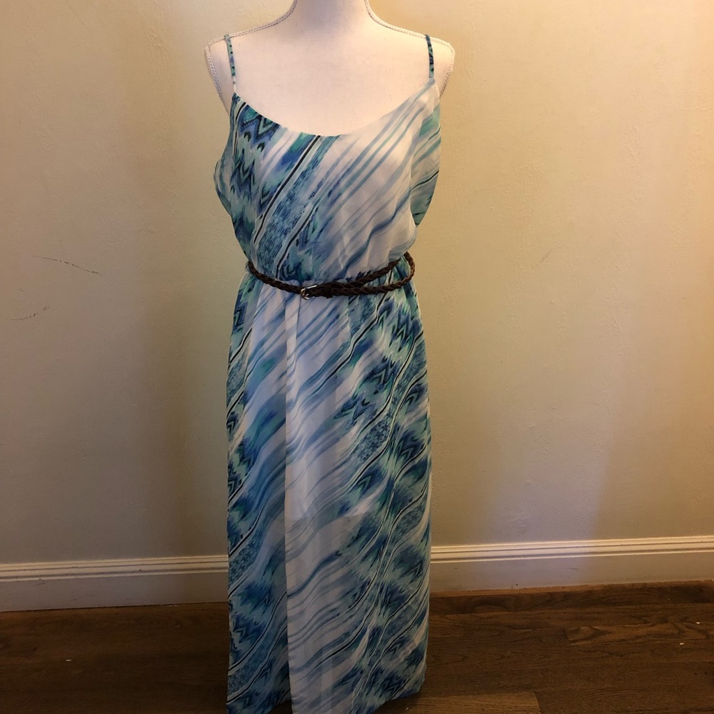 Beautiful blue multi colored sheer dress
